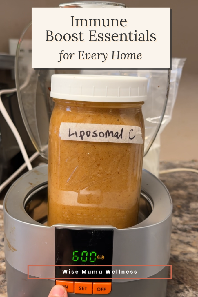 Jar of homemade liposomal vitamin C inside an ultrasonic cleaner