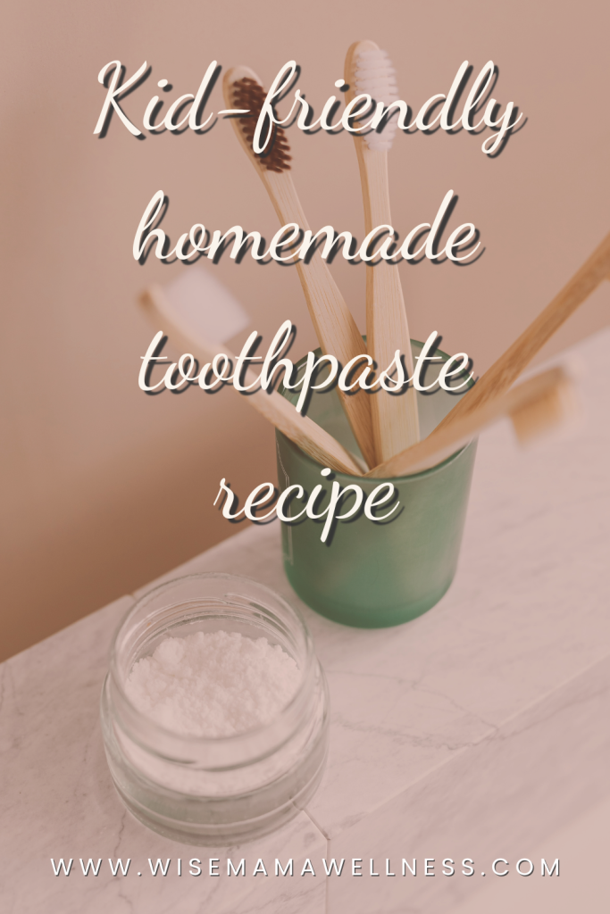 kid friendly homemade toothpaste recipe in glass jar