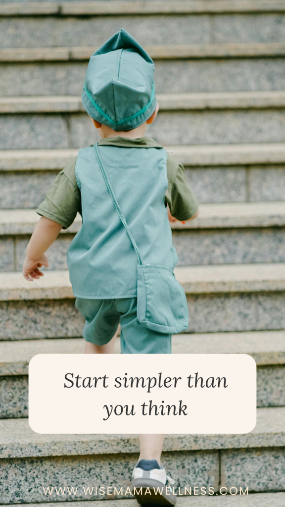 Child climbing steps representing a simple first step to heal tooth decay naturally without changing everything at once